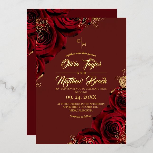 All in One Gold Red Roses Classic Wedding (Front/Back)
