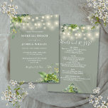 All In One Greenery Lights Sage Green Wedding Invitation<br><div class="desc">This elegant eucalyptus greenery botanical string lights sage green wedding invitation can be personalized with your information in chic typography with all your special wedding day information on the reverse,  including your RSVP,  accommodation,  and additional details. Designed by Thisisnotme©</div>