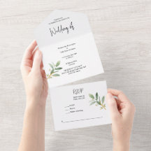 All in One Greenery Watercolor Invitation