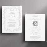 All in One Grey French Floral Wedding  Invitation<br><div class="desc">Elegant grey victorian floral wedding invitation with details on the back.
For more advanced customization of this design,  please click the DESIGN TOOL BUTTON above!</div>