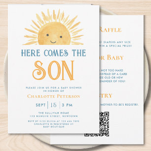 All in One Here Comes the Son Baby Boy Shower Invitation