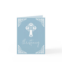 All In One Invitation For Baptism Cross Sky Blue