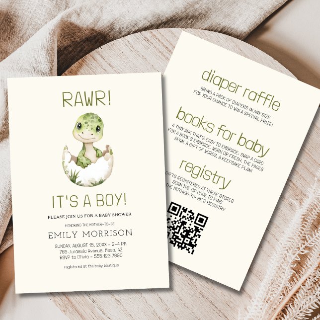All in One It's a Boy Dinosaur Baby Boho Shower Invitation (Creator Uploaded)