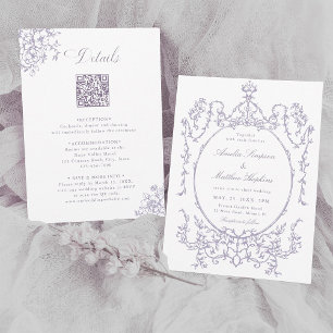 All in One Lavender Frame Wedding               Invitation