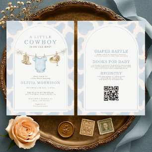 All in One Little Cowboy Boy Baby Shower Invitation