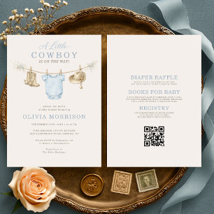 All in One Little Cowboy Clothesline Baby Shower Invitation
