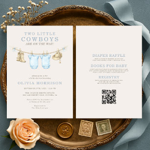 All in One Little Cowboy Twins Baby Shower Invitation