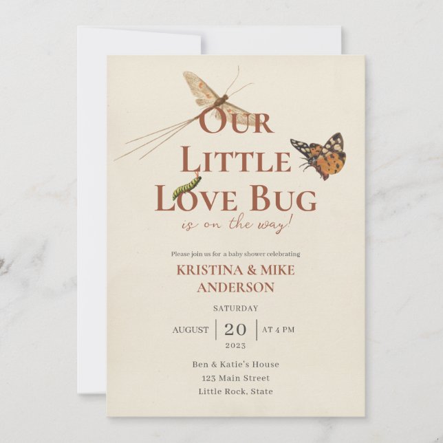 All in One Little Love Bug Baby Shower Invitation (Front)