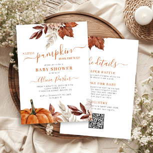 All in one little pumpkin autumn fall baby shower invitation