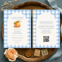 All in One Little Pumpkin Blue Gingham Baby Shower