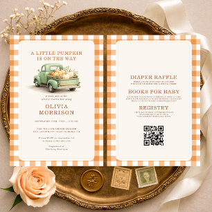 All in One Little Pumpkin Truck Fall Baby Shower Invitation