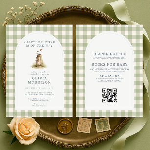All in One Little Putter Golf Gingham Baby Shower Invitation