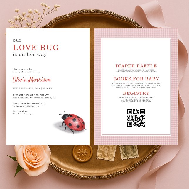 All in One Love Bug Ladybug Baby Shower Invitation (Creator Uploaded)