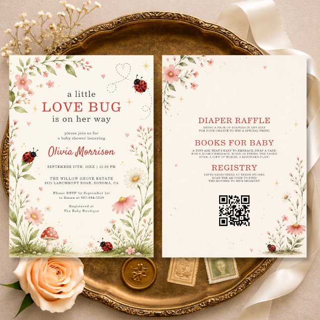 All in One Love Bug Ladybug Baby Shower Invitation (Creator Uploaded)