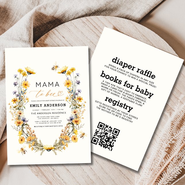 All in One Mama to Bee Wildflower Baby Shower Invitation (Creator Uploaded)
