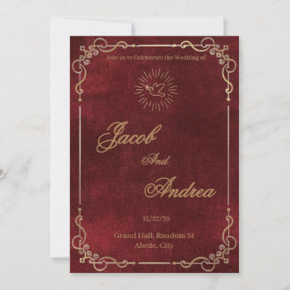 All‑in‑One Maroon & Gold Wedding Invitation