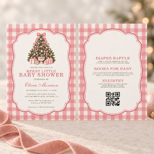 All in One Merry Little Christmas Tree Baby Shower Invitation