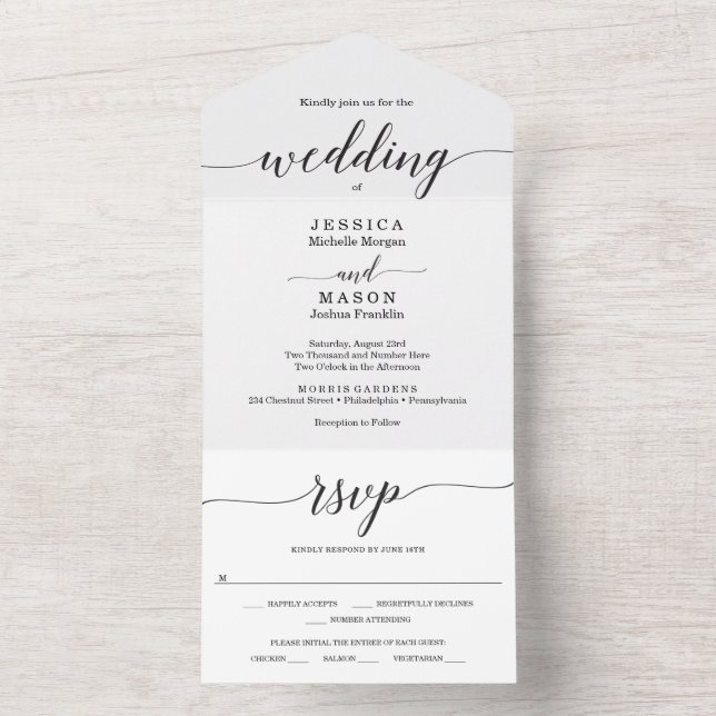 All in One Minimal Elegance All In One Invitation (Inside)