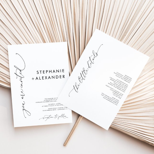 All In One Minimalist Black and White Wedding Invitation (Creator Uploaded)