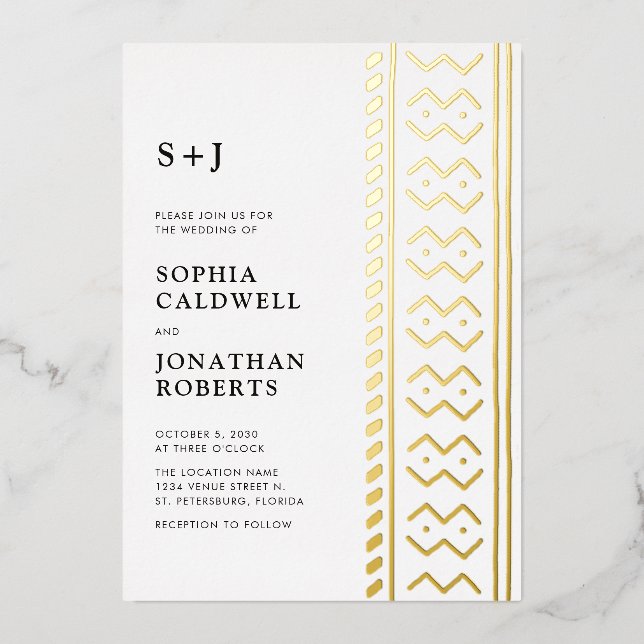 All in One Modern Boho Mudcloth Monogram Wedding (Front)