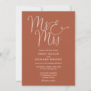 All In One Mr And Mrs Chic Terracotta Wedding Invitation