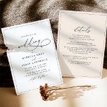 All-In-One Neutral Beige Modern Boho Wedding Invitation<br><div class="desc">This elegant Wedding Invitation features a sweeping script calligraphy text paired with a classy serif & modern sans font in black,  and frosted sage green back with a floral line art pattern & a customizable monogram. Matching items available.</div>