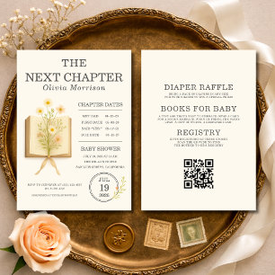 All in One Next Chapter Begins QR Code Baby Shower Invitation