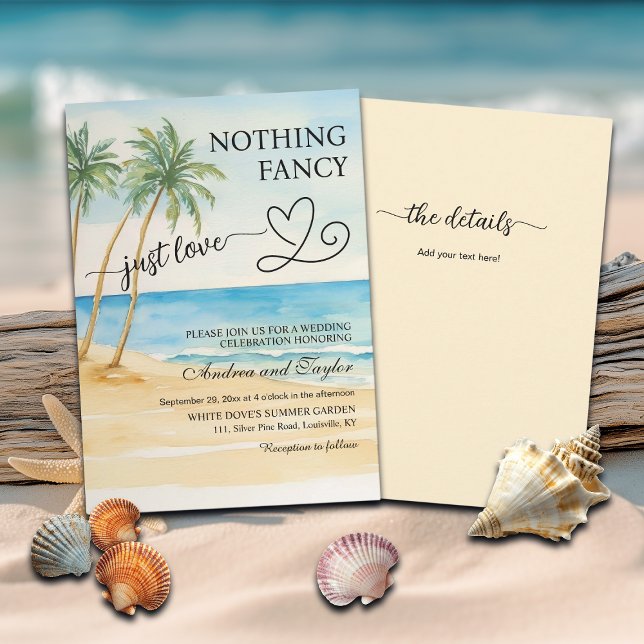 All in One Nothing Fancy Just Love Beach Palm Tree Invitation (Creator Uploaded)