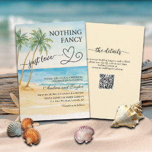 All in One Nothing Fancy Just Love QR Code Beach   Invitation