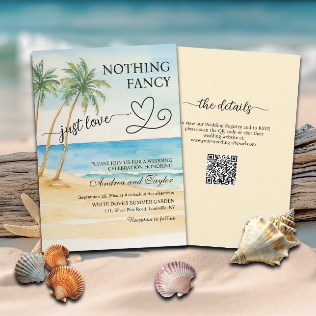 All in One Nothing Fancy Just Love QR Code Beach   Invitation (Creator Uploaded)