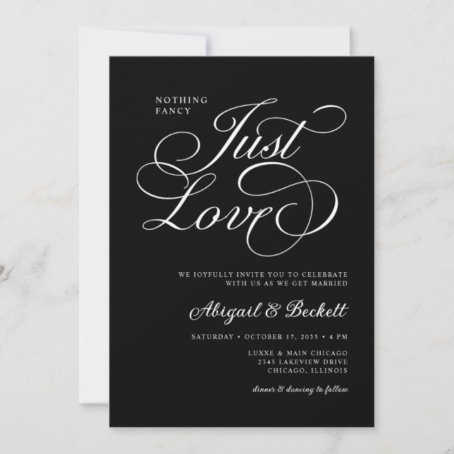 All In One Nothing Fancy Just Love Wedding Invitation (Front)