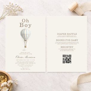 All in One Oh Boy Hot Air Balloon Baby Shower Invitation