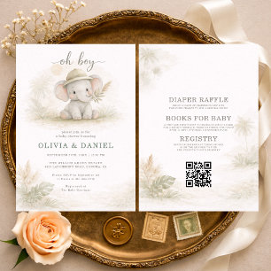 All in One Oh Boy Jungle Couples Baby Shower Invitation