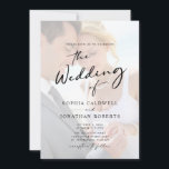 All in One Photo Modern Calligraphy Wedding Invitation<br><div class="desc">All in One Photo Overlay Modern Calligraphy Wedding Invitation with Details on Back... Our unique double-sided photo overlay wedding invitation features modern black calligraphy script combined with serif and sans serif text overlaid on your vertical photo for a simple and elegant wedding invitation. Your photo will be placed on a...</div>