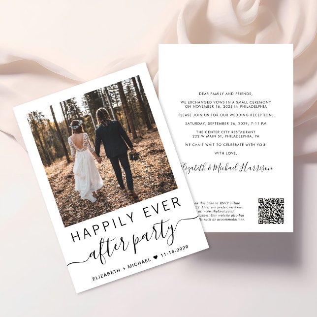  All In One Photo QR Code Wedding Reception Invitation (Upload you photo and input your wedding website address to create a QR code)