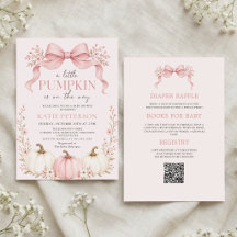 All In One Pink Bow Little Pumpkin Baby Shower