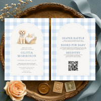 All in One Puppy Dog Gingham Blue Baby Shower