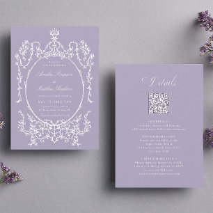 All in One Purple Frame Wedding               Invitation
