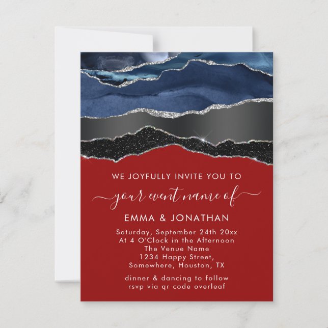 All In One QR Code Black Silver Blue Navy Red (Front)