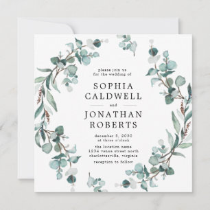 All in One QR Code Eucalyptus Greenery Wedding Invitation