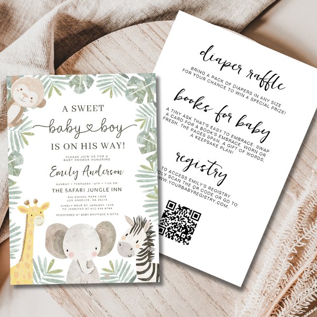 All in One QR Code Wild One Safari Baby Shower Invitation (Creator Uploaded)