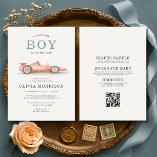 All in One Race Car Baby Shower Invitation