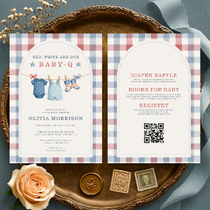 All in One Red White and Due Baby-Q BBQ Shower Invitation