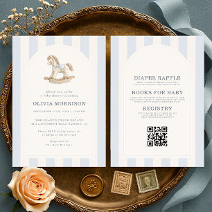 All in One Rocking Horse Blue Boy Baby Shower Invitation