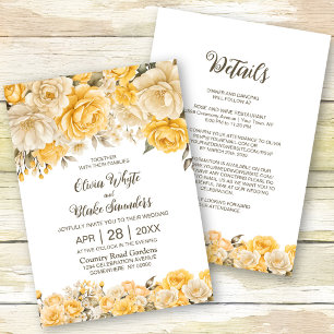 All In One Rustic Yellow Floral Wedding Invitation