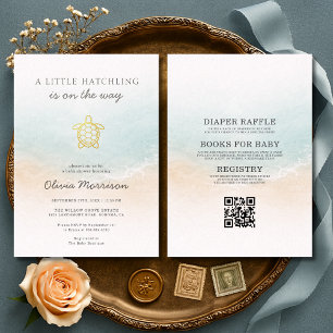 All in One Sea Turtle Hatchling Baby Shower  Invitation