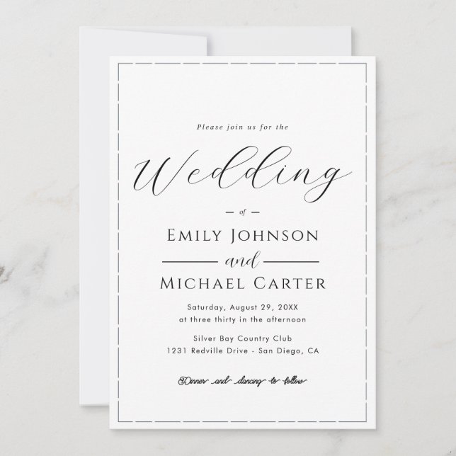 All-In-One Simple Classic Black & White Wedding In Invitation (Front)