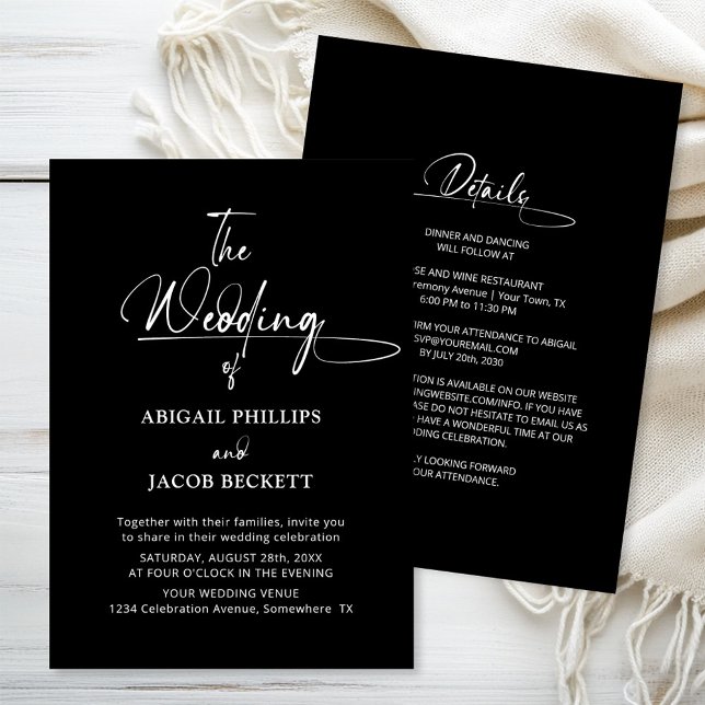 All in One Stylish Minimalist Black Wedding Invitation (Creator Uploaded)