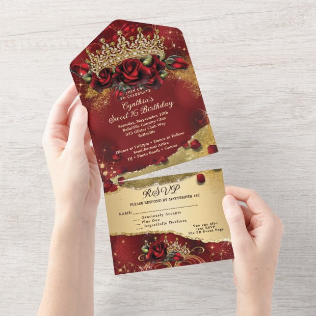 ALL IN ONE Sweet 16 Quince Invitation de l'événeme (Déchirure)