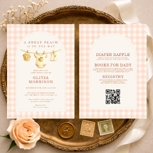 All in One Sweet Peach Clothesline Baby Shower Invitation